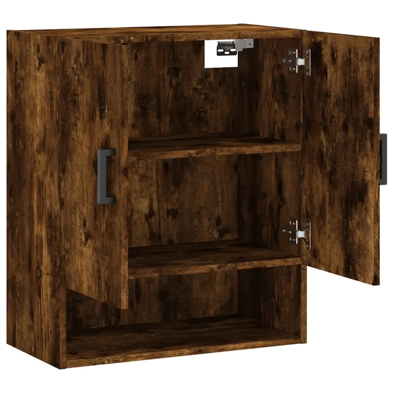 Armoire murale pratique avec grand espace de rangement pour déco moderne 60 x 31 x 70 cm en bois d'ingénierie chêne fumé 02_0048768