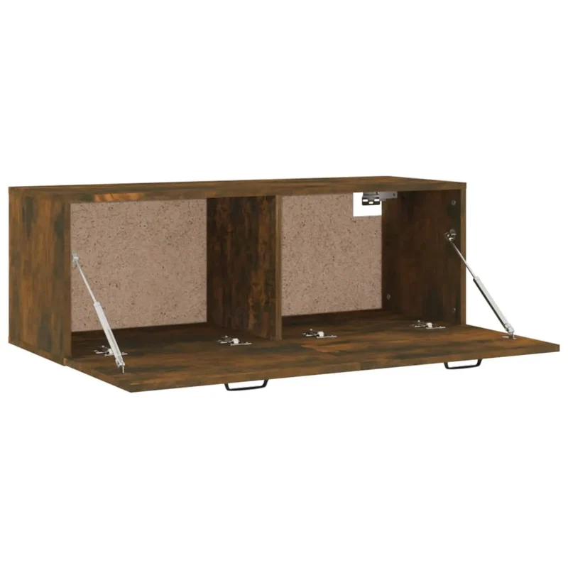 Armoire murale flottante pratique rangement 100 x 36,5 x 35 cm design moderne en bois d'ingénierie chêne fumé 02_0048351
