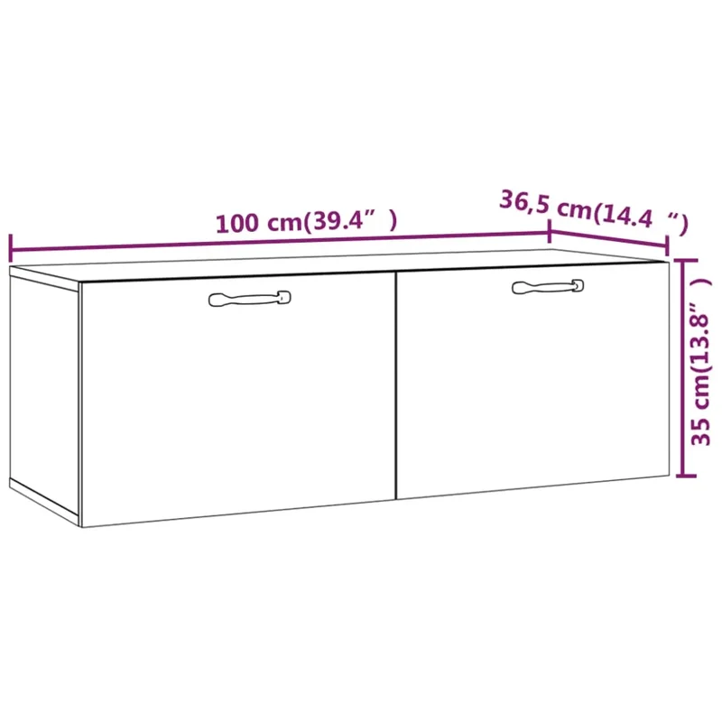 Armoire murale flottante pratique rangement 100 x 36,5 x 35 cm design moderne en bois d'ingénierie chêne fumé 02_0048351