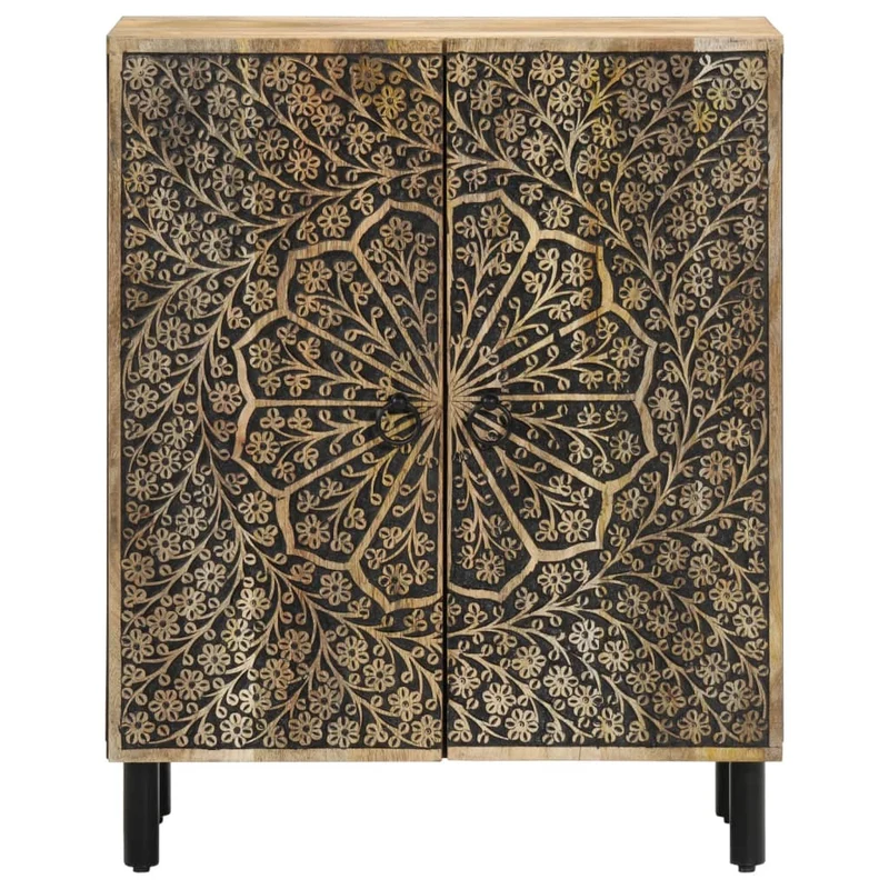 Lot de 3 armoires latérales rétro avec grand espace de rangement 60 x 33 x 75 cm en bois massif de manguier 02_0055510