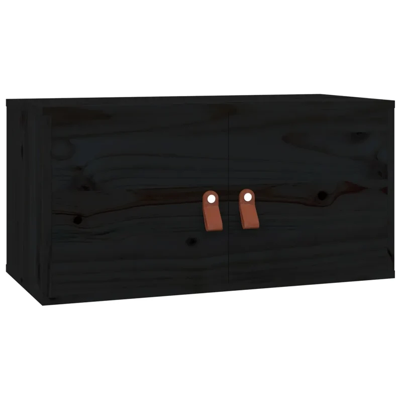 Lot de 2 armoires murales rangement noir 60 x 30 x 30 cm en bois de pin massif 02_0048378