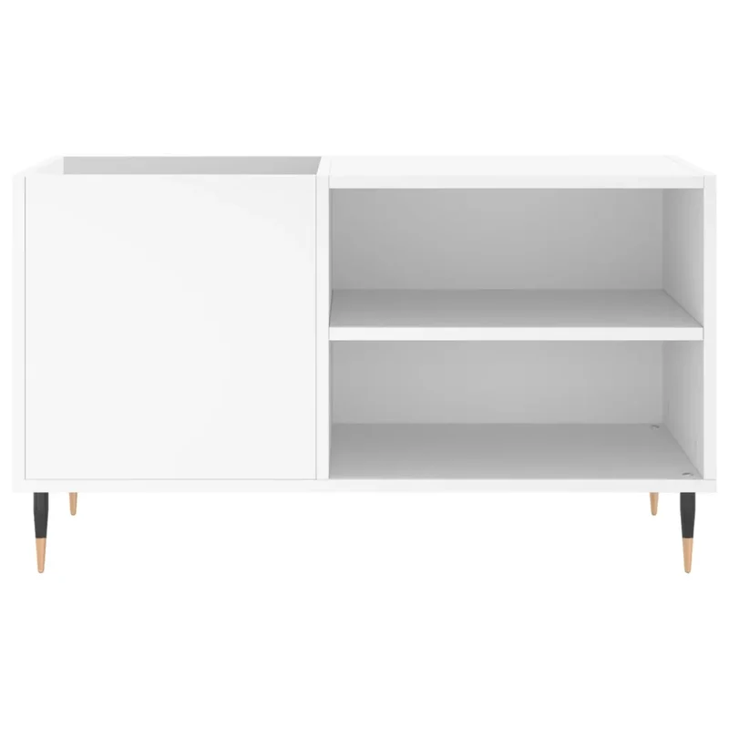 Armoire à disques classique ouverte 85 x 38 x 48 cm grand espace de rangement style industriel en bois blanc 02_0049100