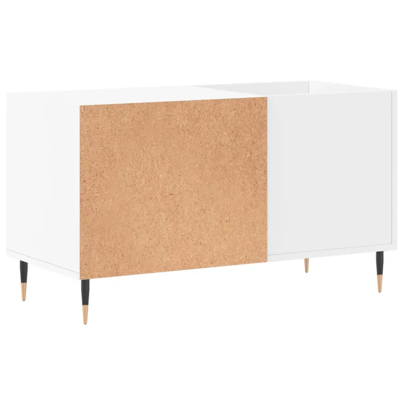 Armoire à disques classique ouverte 85 x 38 x 48 cm grand espace de rangement style industriel en bois blanc 02_0049100