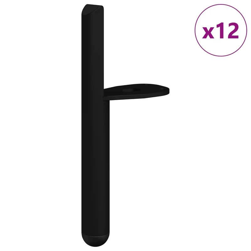 Lot de 12 pieds de meuble en fer noir 66 x 36 x 160 mm finition mate design moderne pour meubles intérieurs et extérieurs 02_0051982