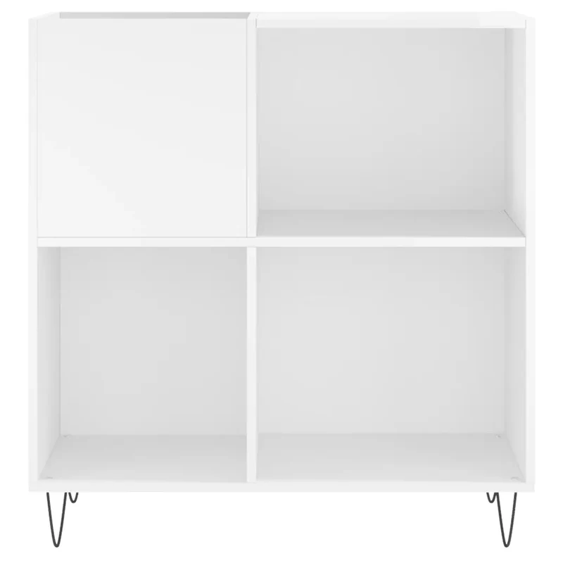 Armoire à disques moderne pratique rangement 84,5 x 38 x 89 cm style industriel en bois d'ingénierie blanc brillant 02_0049169