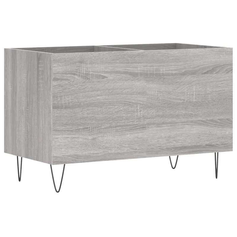Armoire à disques pratique style industriel rangement 74,5 x 38 x 48 cm en bois d'ingénierie gris 02_0049132