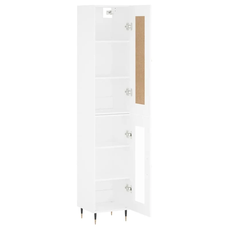 Buffet bahut commode armoire meuble de rangement organisateur cuisine salle de séjour salon haut 34,5 x 34 x 180 cm bois d'ingénierie blanc 02_0032386