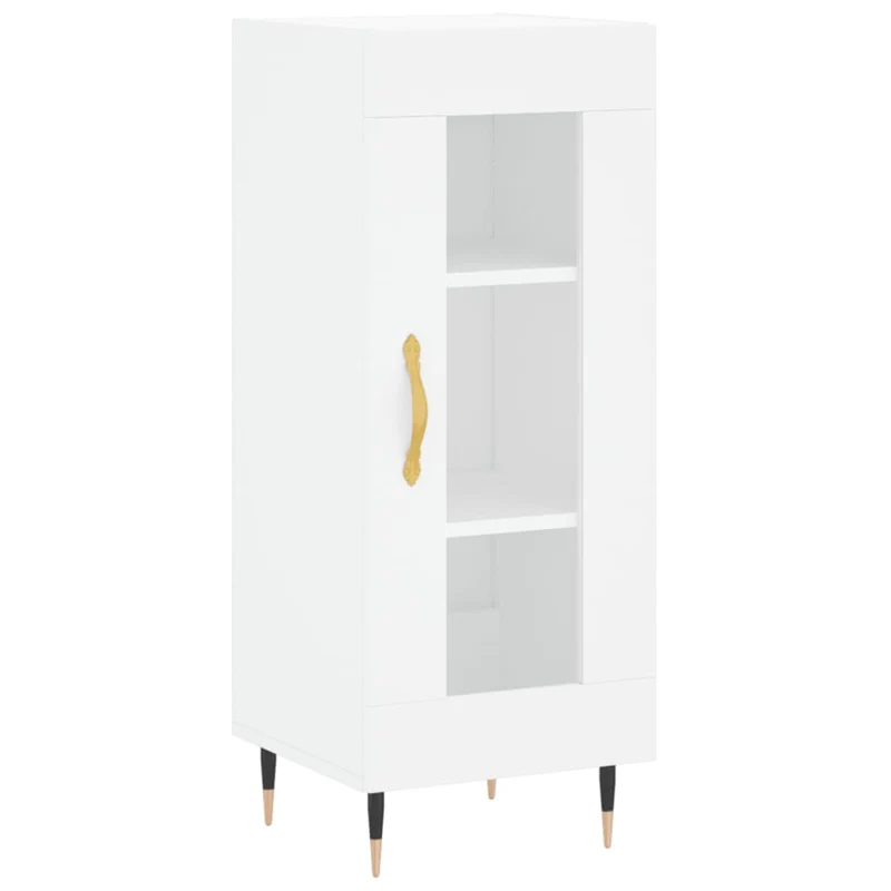 Buffet bahut commode armoire meuble de rangement organisateur cuisine salle de séjour salon haut 34,5 x 34 x 180 cm bois d'ingénierie blanc 02_0032386