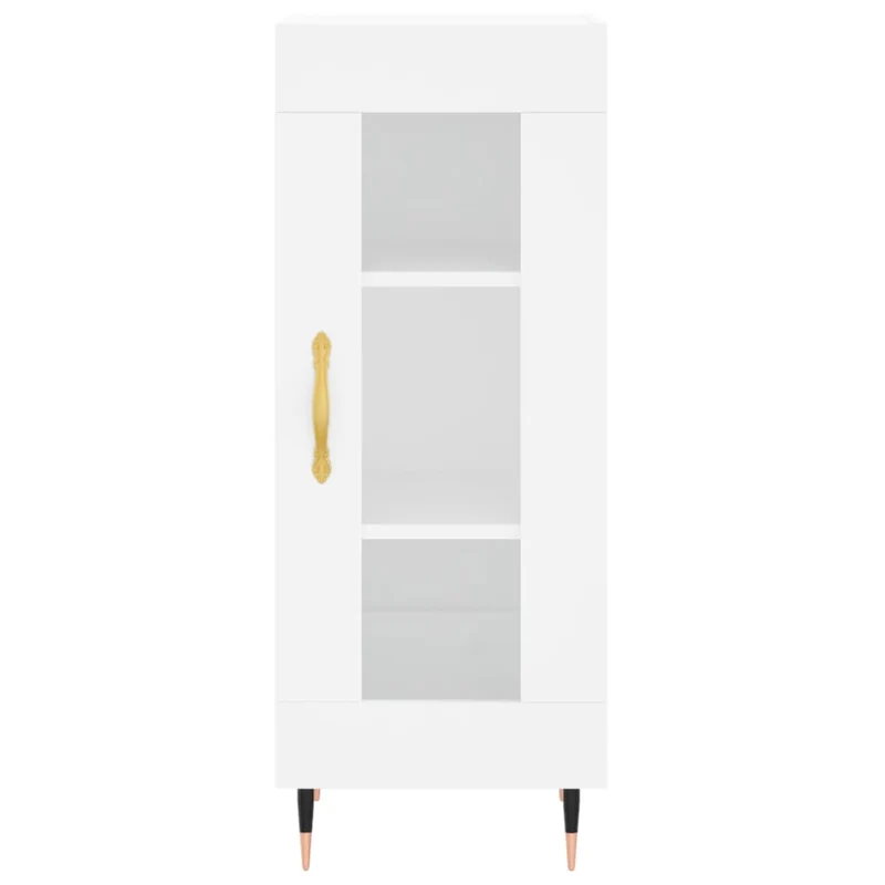 Buffet bahut commode armoire meuble de rangement organisateur cuisine salle de séjour salon haut 34,5 x 34 x 180 cm bois d'ingénierie blanc 02_0032386