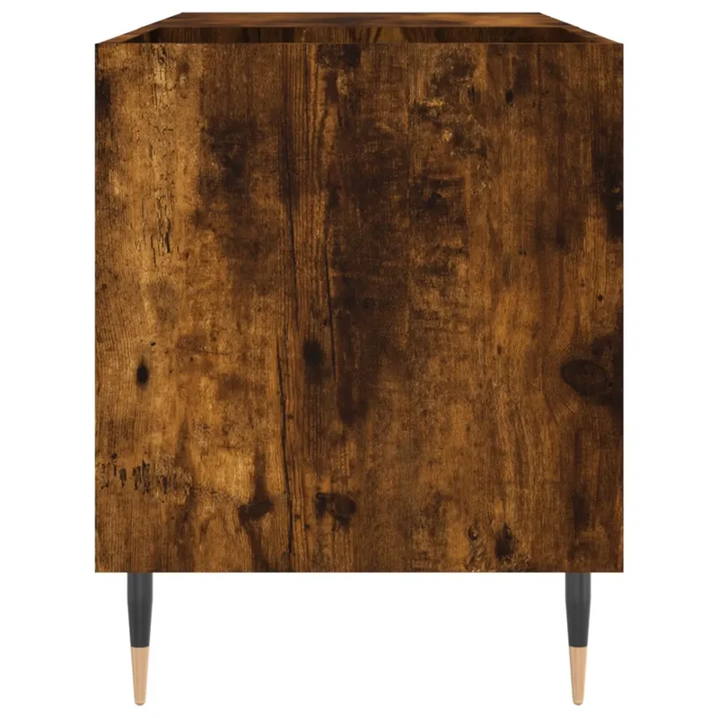Armoire à disques pratique style industriel rangement vinyles 85 x 38 x 48 cm en bois d'ingénierie chêne fumé 02_0049105
