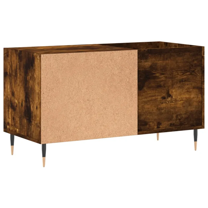 Armoire à disques pratique style industriel rangement vinyles 85 x 38 x 48 cm en bois d'ingénierie chêne fumé 02_0049105