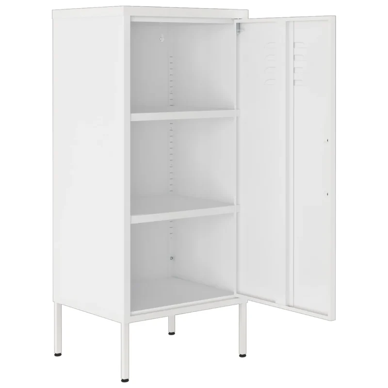 Armoire de rangement avec 2 étagères réglables 42,5 x 35 x 101,5 cm en acier blanc 02_0046883