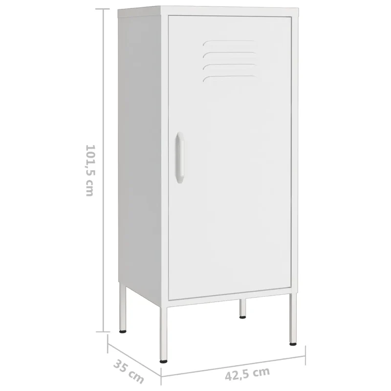 Armoire de rangement avec 2 étagères réglables 42,5 x 35 x 101,5 cm en acier blanc 02_0046883