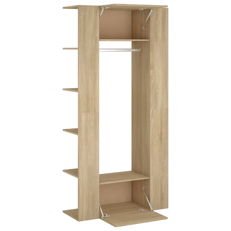Lot de 2 armoires de couloir murales modernes rangement 97,5 x 37 x 99 cm en bois d'ingénierie chêne sonoma 02_0055133