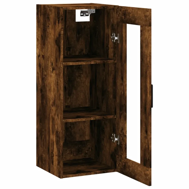 Armoire murale design élégante 34,5 x 34 x 90 cm grand espace rangement en bois d'ingénierie chêne fumé 02_0048688