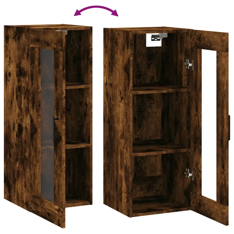 Armoire murale design élégante 34,5 x 34 x 90 cm grand espace rangement en bois d'ingénierie chêne fumé 02_0048688