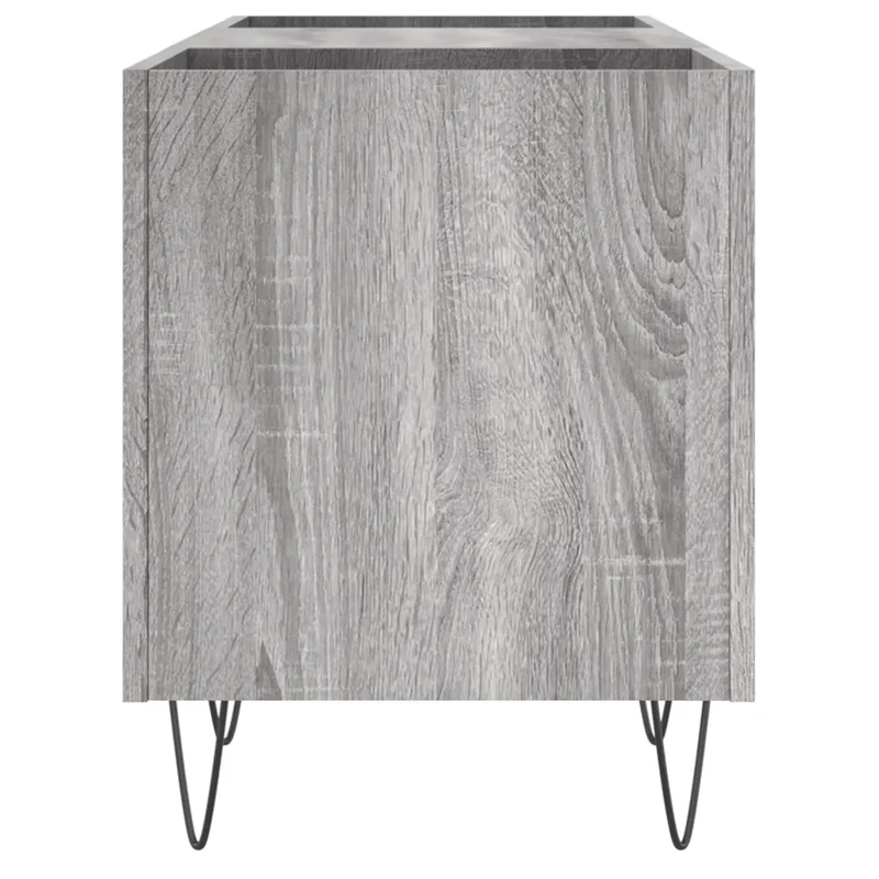 Armoire à disques classique rangement vinyles 121 x 38 x 48 cm espace grand dessus robuste en bois d'ingénierie gris 02_0049094