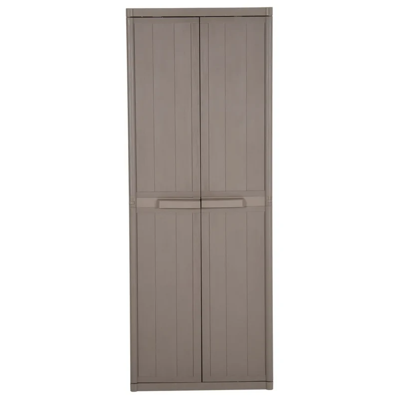 Armoire de rangement polyvalente 65 x 45 x 172 cm avec 4 étagères aspect bois en PP marron 02_0046124
