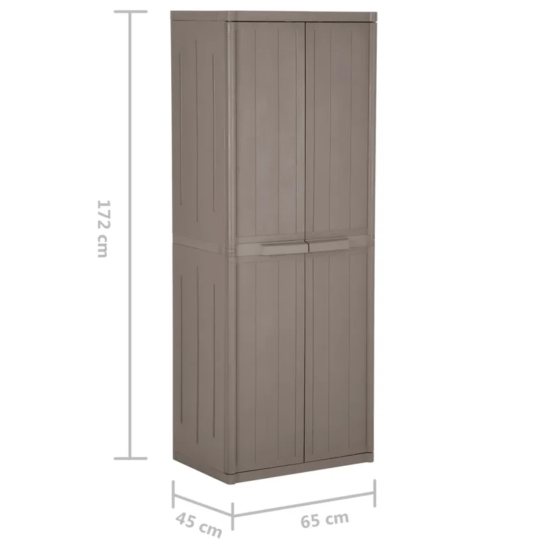 Armoire de rangement polyvalente 65 x 45 x 172 cm avec 4 étagères aspect bois en PP marron 02_0046124