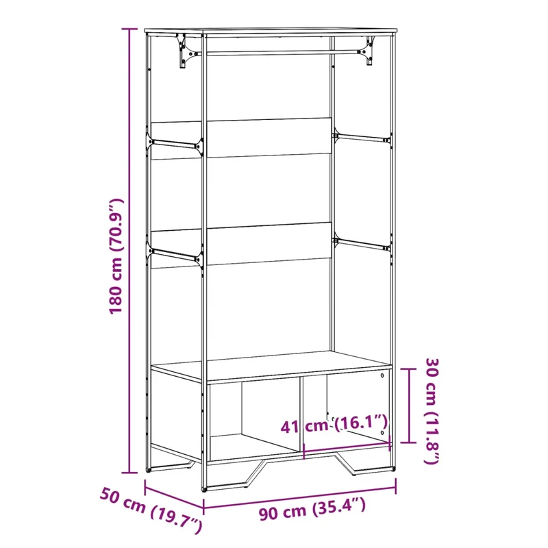 Armoire design minimaliste rangement compact 90 x 50 x 180 cm en bois d'ingénierie chêne sonoma 02_0049584