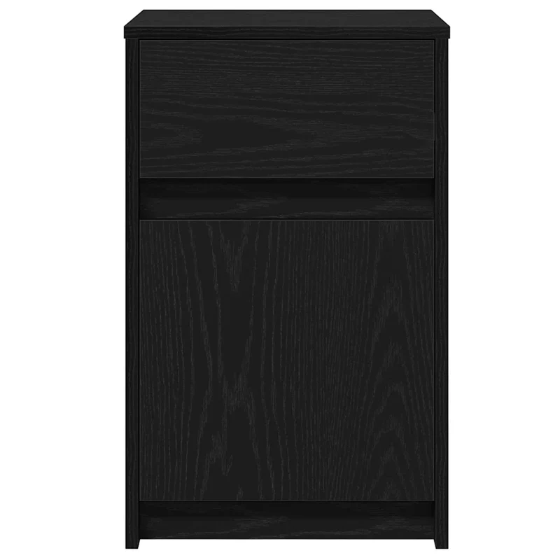 Armoire de chevet LED moderne avec tiroir 38 x 34 x 61 cm ambiance cosy style minimaliste en bois noir 02_0052442
