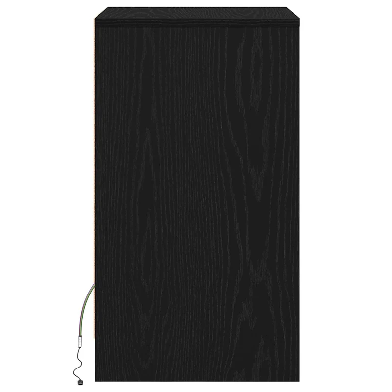 Armoire de chevet LED moderne avec tiroir 38 x 34 x 61 cm ambiance cosy style minimaliste en bois noir 02_0052442