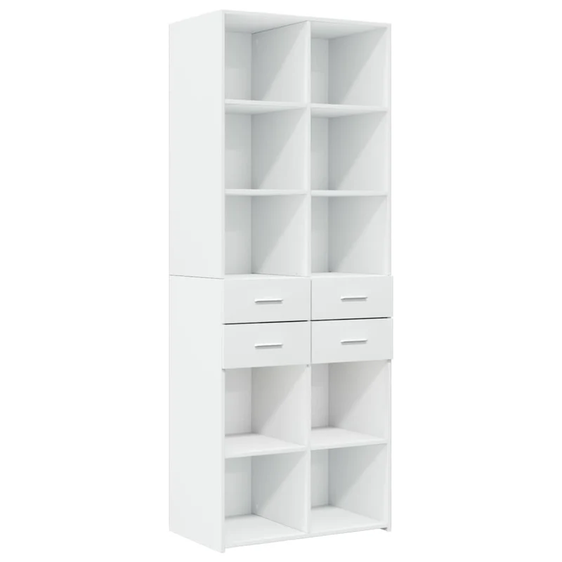 Armoire de rangement haute moderne espace optimiser 70 x 42,5 x 225 cm en bois d'ingénierie blanc 02_0055586