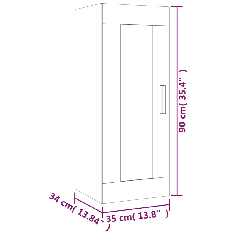 Armoire murale moderne rangement ample 35 x 34 x 90 cm en bois d'ingénierie gris béton 02_0048037