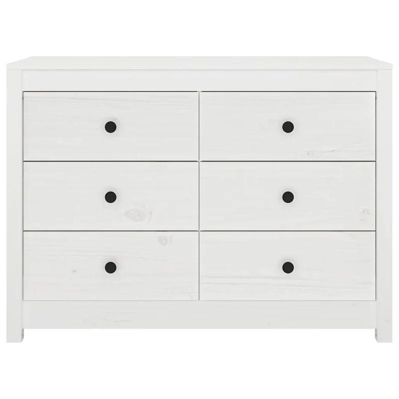 Armoire latérale blanche en bois de pin massif avec tiroirs spacieux design rustique 100 x 40 x 72 cm en bois blanc 02_0048458