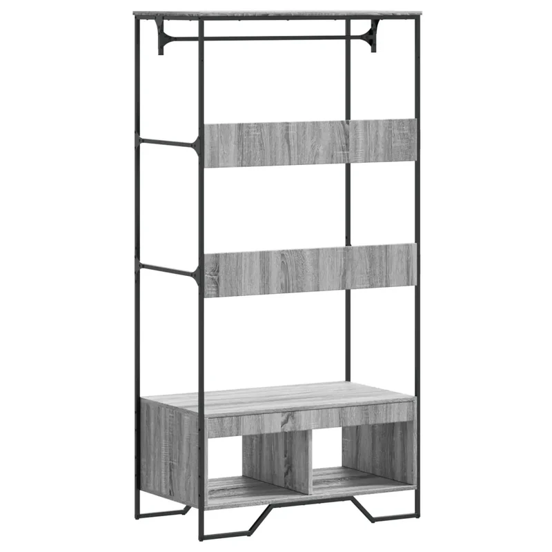 Armoire compacte rangement minimaliste 90 x 50 x 180 cm en bois d'ingénierie gris 02_0049586