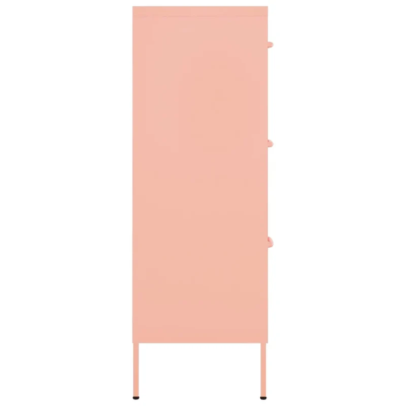 Armoire à tiroirs spacieuse rose 80 x 35 x 101,5 cm avec 6 tiroirs ergonomiques en acier rose 02_0046839