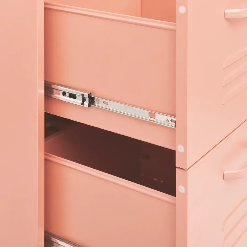 Armoire à tiroirs spacieuse rose 80 x 35 x 101,5 cm avec 6 tiroirs ergonomiques en acier rose 02_0046839