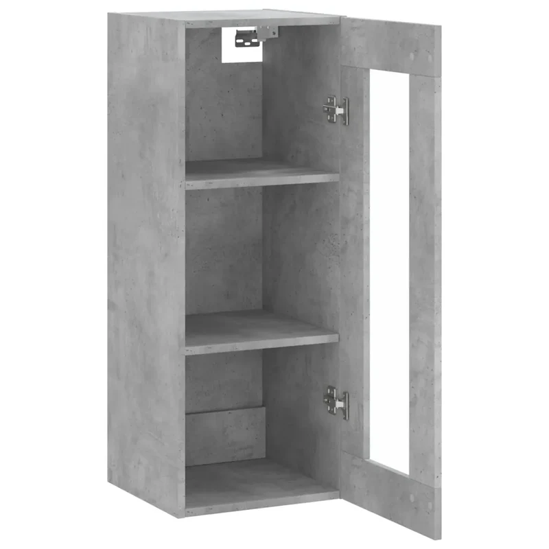 Armoire murale rangement moderne pratique salon 34,5 x 34 x 90 cm en bois gris béton 02_0048692