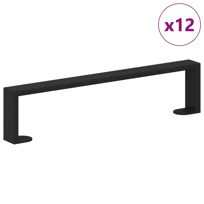 Lot de 12 pieds de meuble en U métal 436 x 40 x 100 mm design moderne durable en fer noir 02_0052004