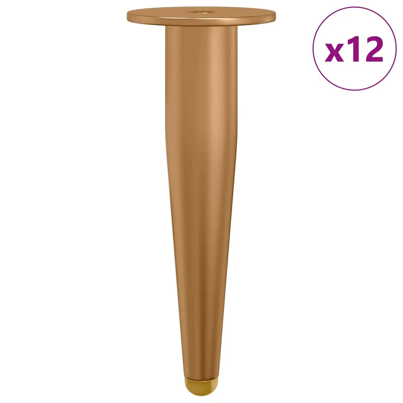 Lot de 12 pieds debout coniques design épuré meuble 98 x 40 mm en fer doré 02_0051994