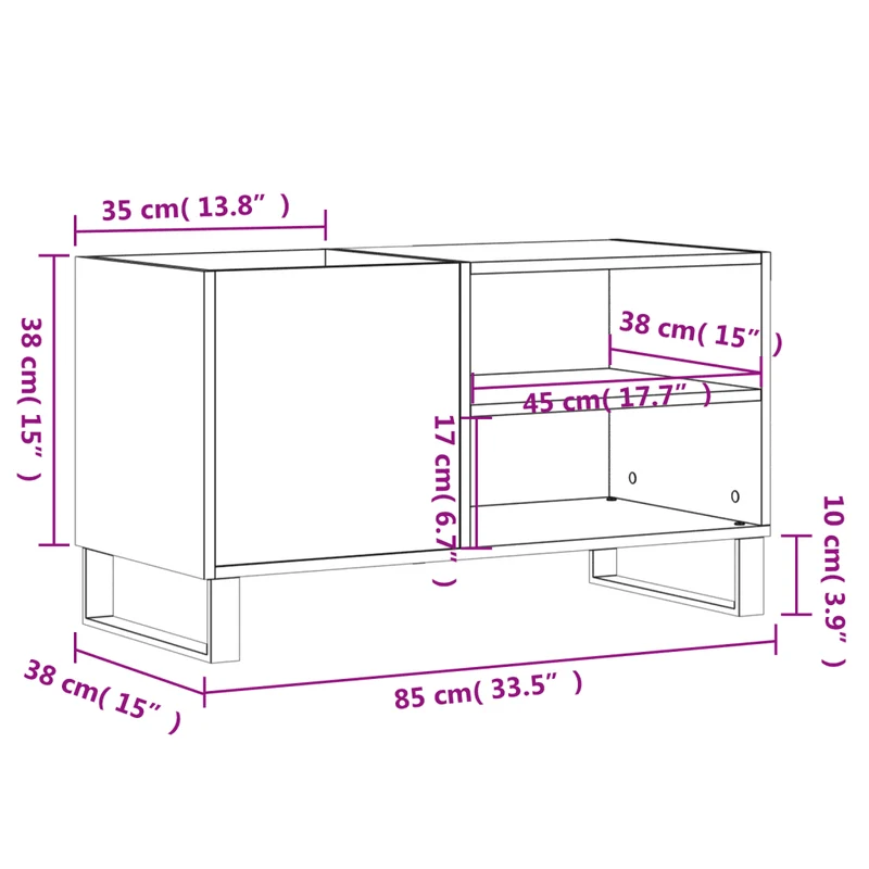 Armoire à disques pratique style industriel 85 x 38 x 48 cm en bois d'ingénierie blanc 02_0049115