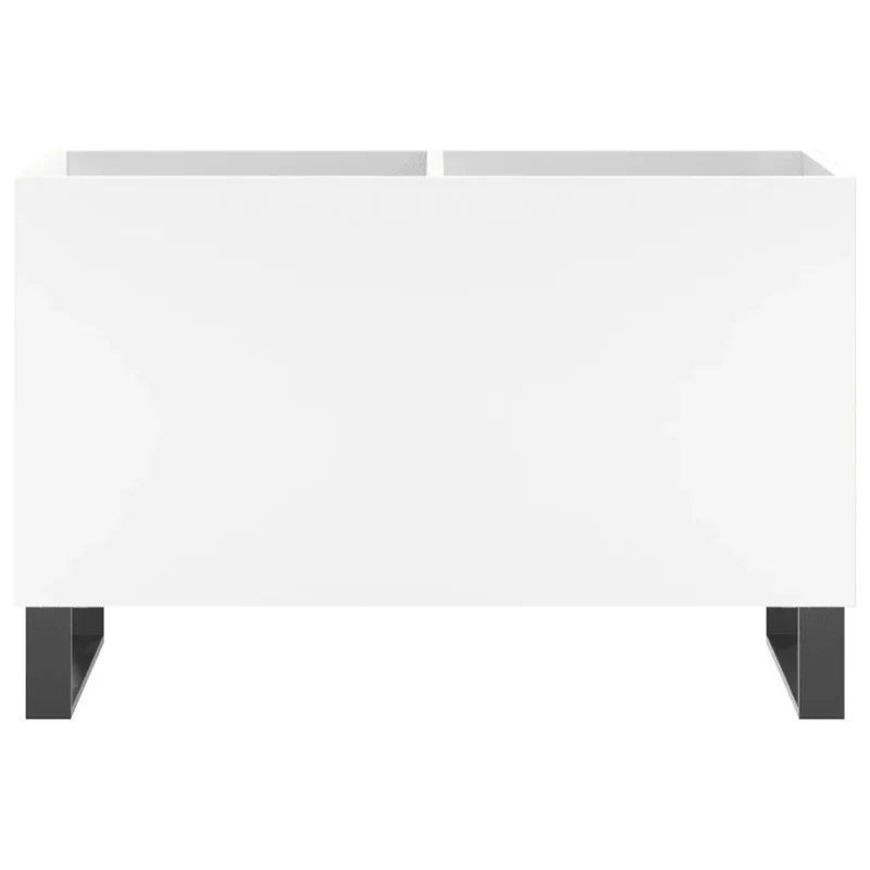 Armoire à disques classique rangement vinyles 74,5 x 38 x 48 cm en bois d'ingénierie blanc 02_0049133