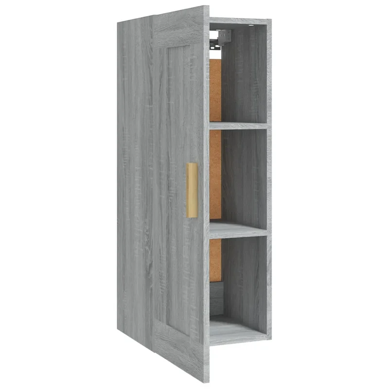 Armoire murale de rangement moderne fixée au mur 35 x 34 x 90 cm en bois d'ingénierie gris 02_0048330