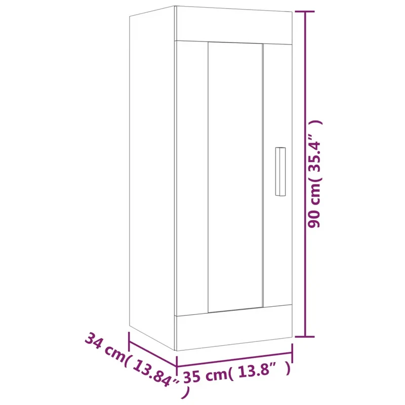 Armoire murale de rangement moderne fixée au mur 35 x 34 x 90 cm en bois d'ingénierie gris 02_0048330