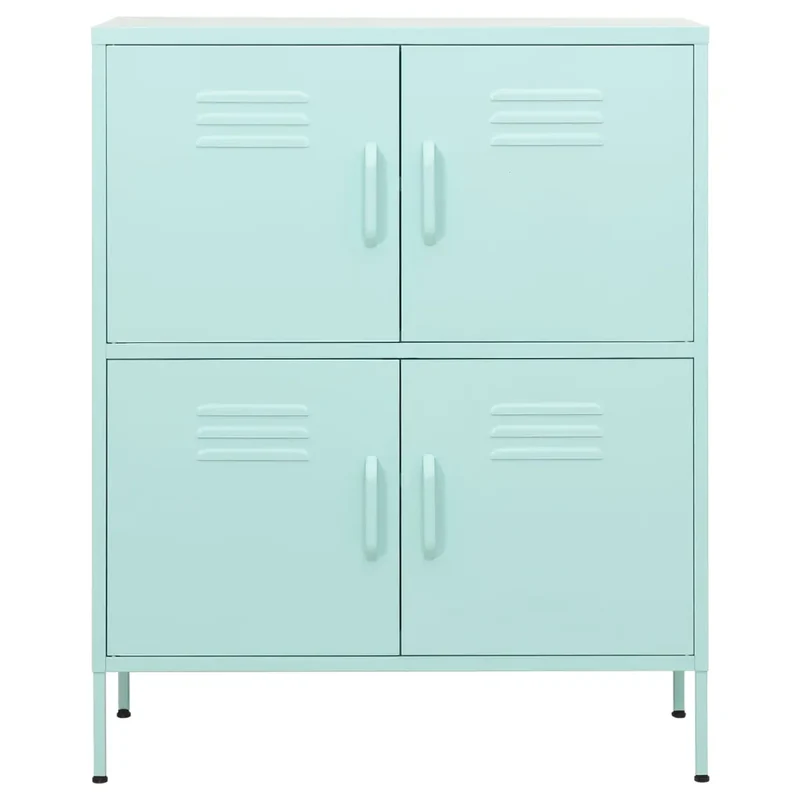 Armoire de rangement 80 x 35 x 101 cm avec étagères réglables moderne séjour en acier menthe 02_0046831