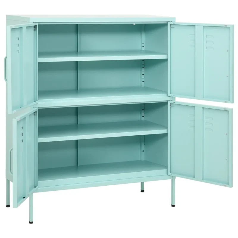 Armoire de rangement 80 x 35 x 101 cm avec étagères réglables moderne séjour en acier menthe 02_0046831