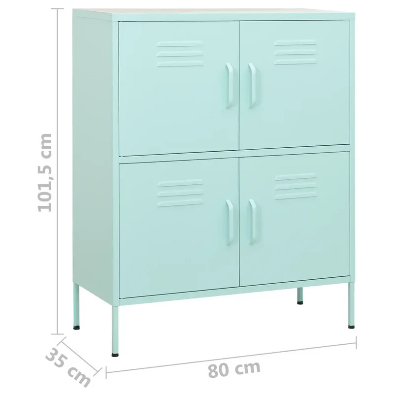 Armoire de rangement 80 x 35 x 101 cm avec étagères réglables moderne séjour en acier menthe 02_0046831