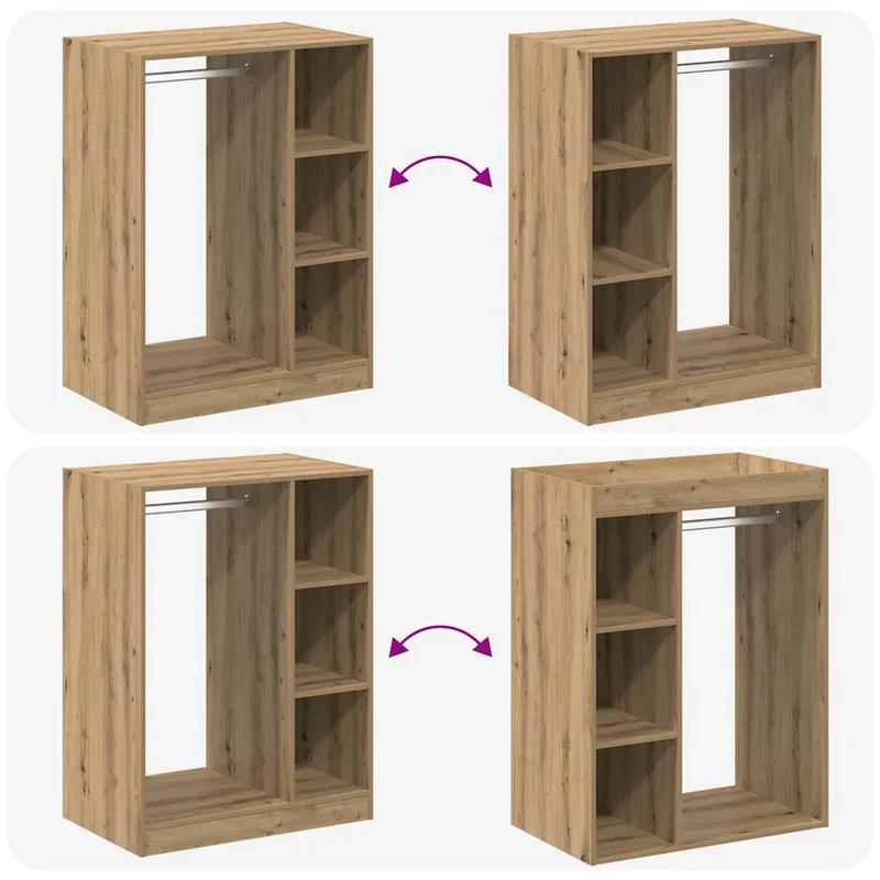 Armoire moderne rectangulaire grand espace de stockage 77 x 48 x 102 cm en bois d'ingénierie chêne artisanal 02_0052519