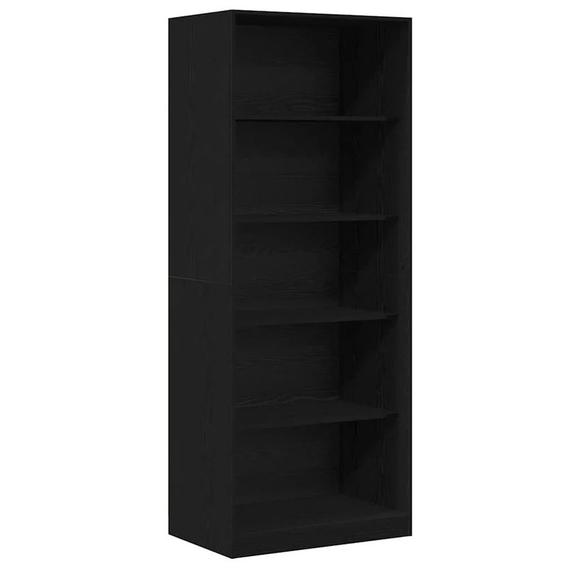 Armoire moderne avec 5 étagères rangement 80 x 50 x 200 cm en bois d'ingénierie chêne noir 02_0056014