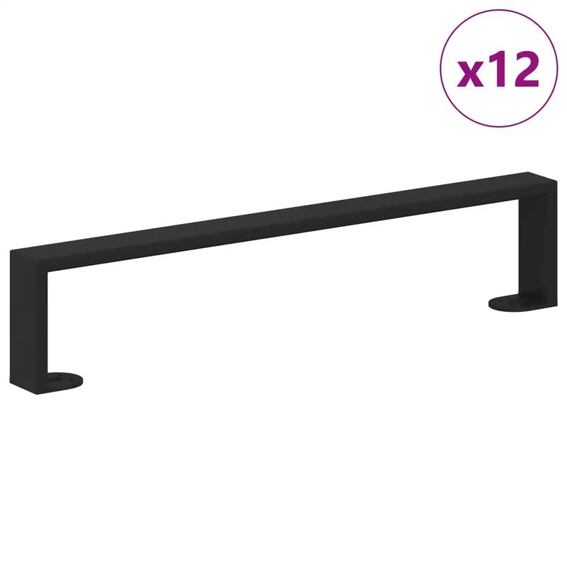 Lot de 12 pieds de meuble en métal noir 481 x 40 x 100 mm robuste moderne finition mate 02_0052006