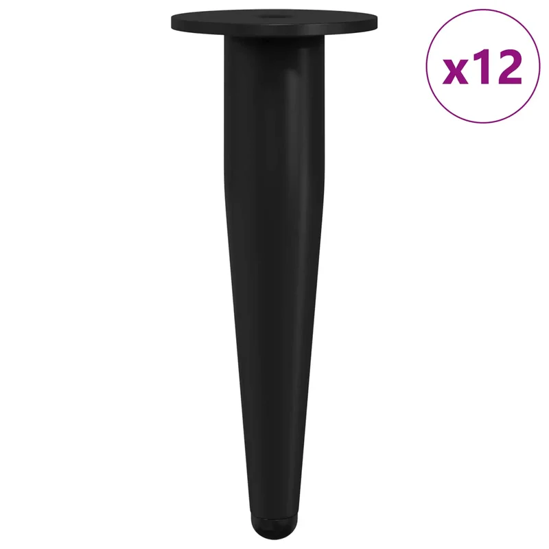 Lot de 12 pieds de meuble cylindriques design moderne intérieur 40 x 40 x 98 mm en fer noir 02_0051992