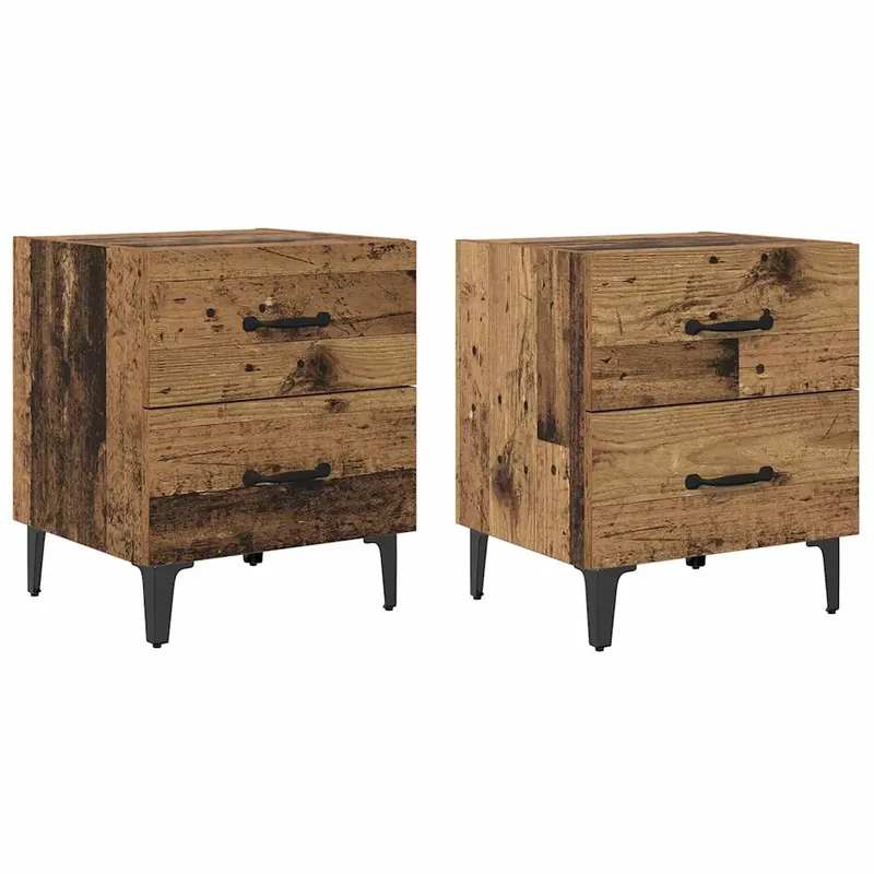 Table de chevet rustique avec tiroir 40 x 35 x 47 cm ergonomique pour rangement chambre en bois ancien 02_0052682