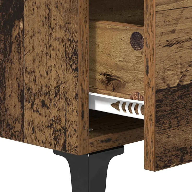 Table de chevet rustique avec tiroir 40 x 35 x 47 cm ergonomique pour rangement chambre en bois ancien 02_0052682