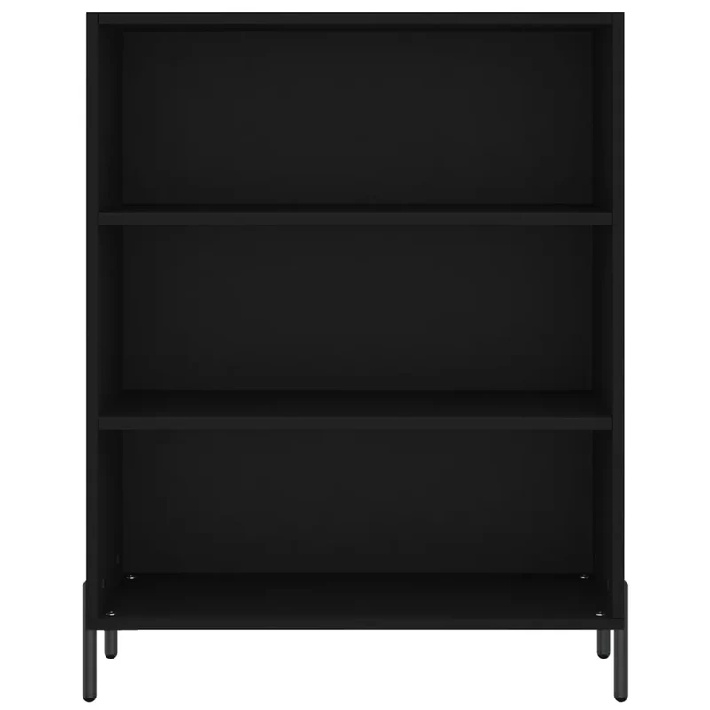 Armoire à étagères moderne 69,5 x 32,5 x 90 cm avec pieds en métal et grand espace de rangement en bois noir 02_0048558