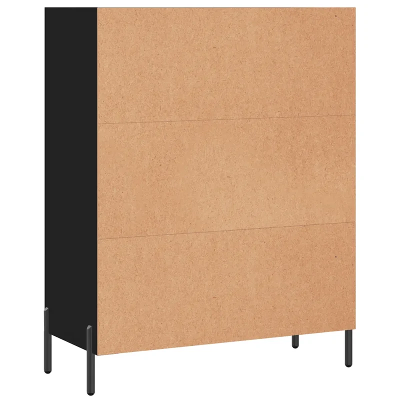 Armoire à étagères moderne 69,5 x 32,5 x 90 cm avec pieds en métal et grand espace de rangement en bois noir 02_0048558